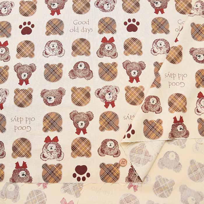 Cotton muslin Printed Fabric - un/no Bear - nomura tailor
