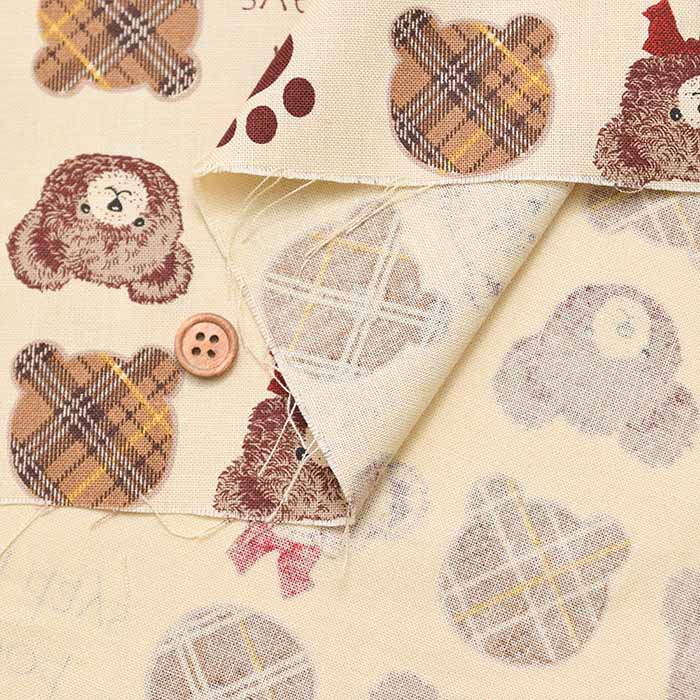Cotton muslin Printed Fabric - un/no Bear - nomura tailor