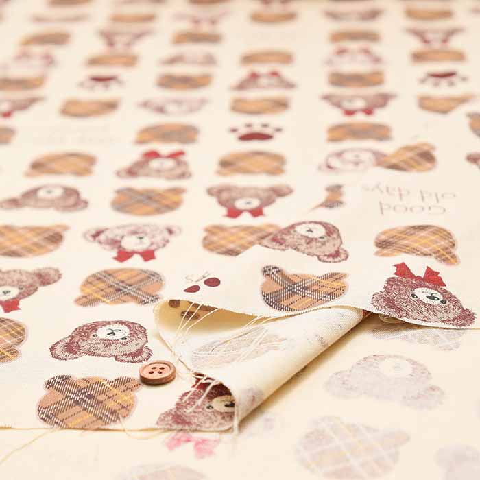 Cotton muslin Printed Fabric - un/no Bear - nomura tailor