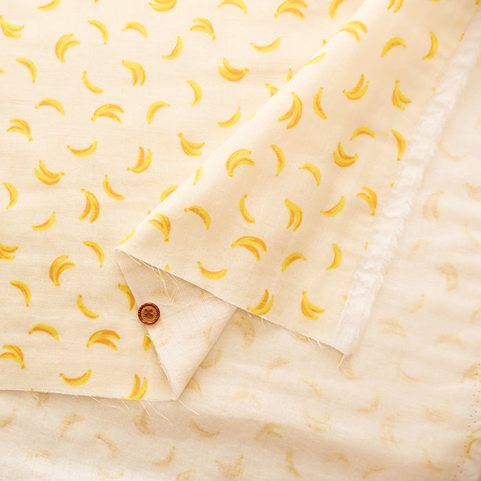 Cotton Double Gauze Print Fabric - Banana - nomura tailor