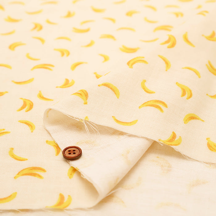 Cotton Double Gauze Print Fabric - Banana - nomura tailor