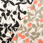 C/L Canvas Print Fabric - Cherry Pom Pom - nomura tailor
