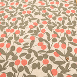 C/L Canvas Print Fabric - Cherry Pom Pom - nomura tailor