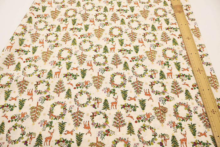 Cotton Muslin printed Fabric  Art Nouveau Symphony - Christmas - nomura tailor
