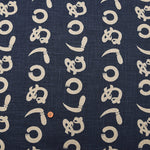 Japanese Fabric - Cotton Irregular Yarn Fabric - A combination of pictures and a Japanese alphabet pattern that means "Don't mind" - nomura tailor