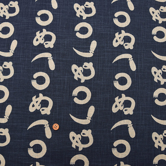 Japanese Fabric - Cotton Irregular Yarn Fabric - A combination of pictures and a Japanese alphabet pattern that means "Don't mind" - nomura tailor