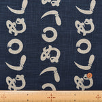Japanese Fabric - Cotton Irregular Yarn Fabric - A combination of pictures and a Japanese alphabet pattern that means "Don't mind" - nomura tailor