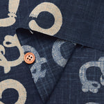 Japanese Fabric - Cotton Irregular Yarn Fabric - A combination of pictures and a Japanese alphabet pattern that means "Don't mind" - nomura tailor