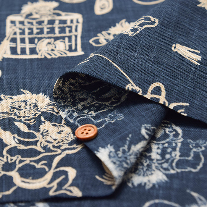 Japanese Fabric - Cotton Irregular Yarn Fabric - Demon (Japanese Demon) - nomura tailor