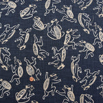 Japanese Fabric - Cotton Irregular Yarn Fabric - Kappa (Mythical Water Spirit) - nomura tailor