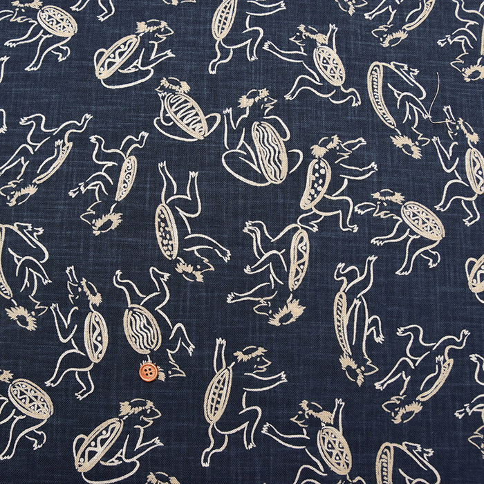 Japanese Fabric - Cotton Irregular Yarn Fabric - Kappa (Mythical Water Spirit) - nomura tailor