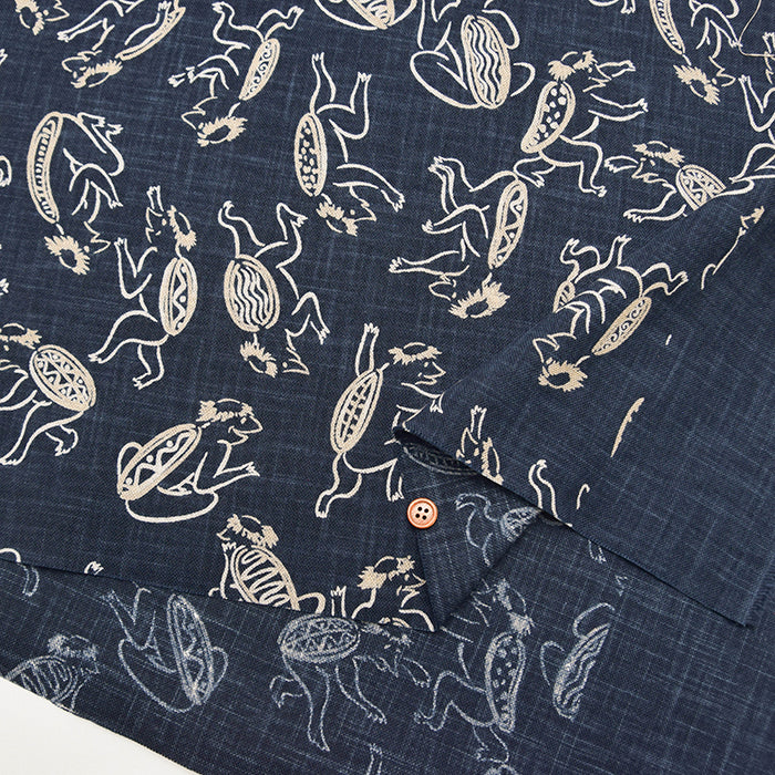 Japanese Fabric - Cotton Irregular Yarn Fabric - Kappa (Mythical Water Spirit) - nomura tailor