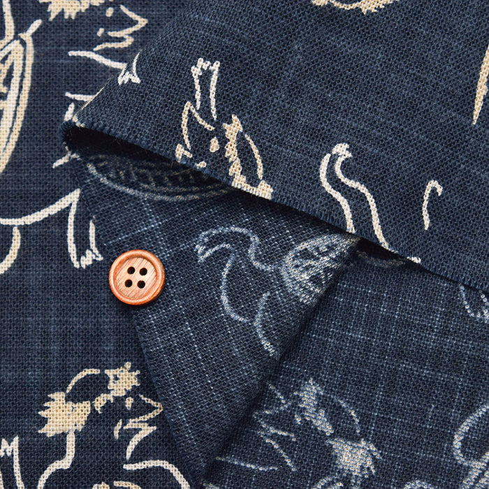 Japanese Fabric - Cotton Irregular Yarn Fabric - Kappa (Mythical Water Spirit) - nomura tailor