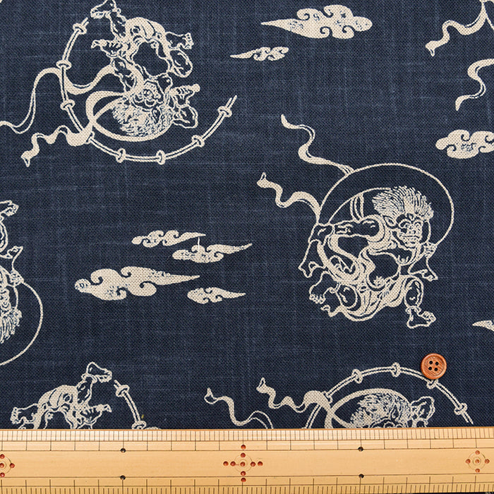 Japanese Fabric - Cotton Irregular Yarn Fabric - God of wind and god ofthunder - nomura tailor