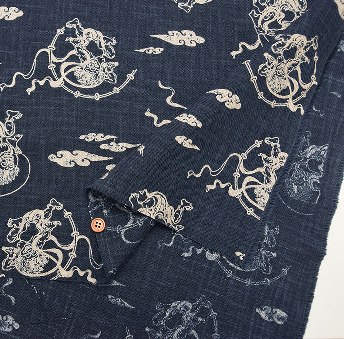 Japanese Fabric - Cotton Irregular Yarn Fabric - God of wind and god ofthunder - nomura tailor