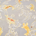 Cotton Dobby Glitter Printed Fabric - Japanese Pattern - Waves and Koi Fish - nomura tailor