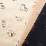 200 Thread Count Broadcloth Embroidered Fabric - Glasses Cat - nomura tailor