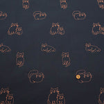 200 Thread Count Broadcloth Embroidered Fabric - Glasses Cat - nomura tailor