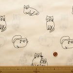 200 Thread Count Broadcloth Embroidered Fabric - Glasses Cat - nomura tailor