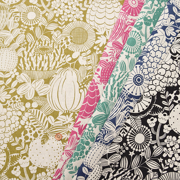 C/L Canvas Printed Fabric - Scandinavian Flower - nomura tailor