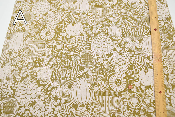 C/L Canvas Printed Fabric - Scandinavian Flower - nomura tailor