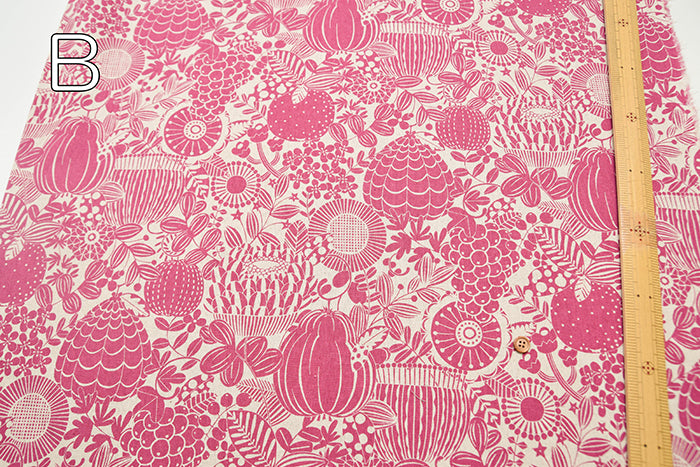 C/L Canvas Printed Fabric - Scandinavian Flower - nomura tailor