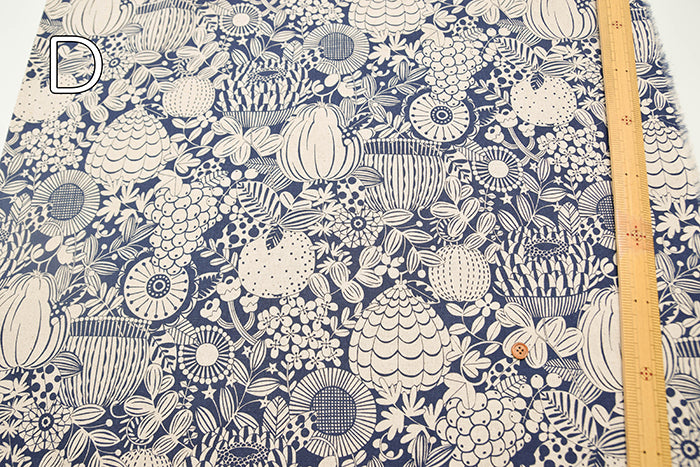 C/L Canvas Printed Fabric - Scandinavian Flower - nomura tailor