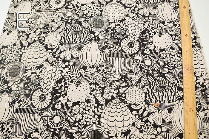 C/L Canvas Printed Fabric - Scandinavian Flower - nomura tailor