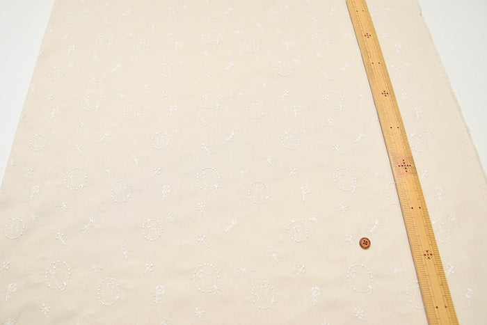 Cotton 40 Broad Embroidered Fabric - tocorocomugi: Wheat Forest, Cats and Wreaths - nomura tailor