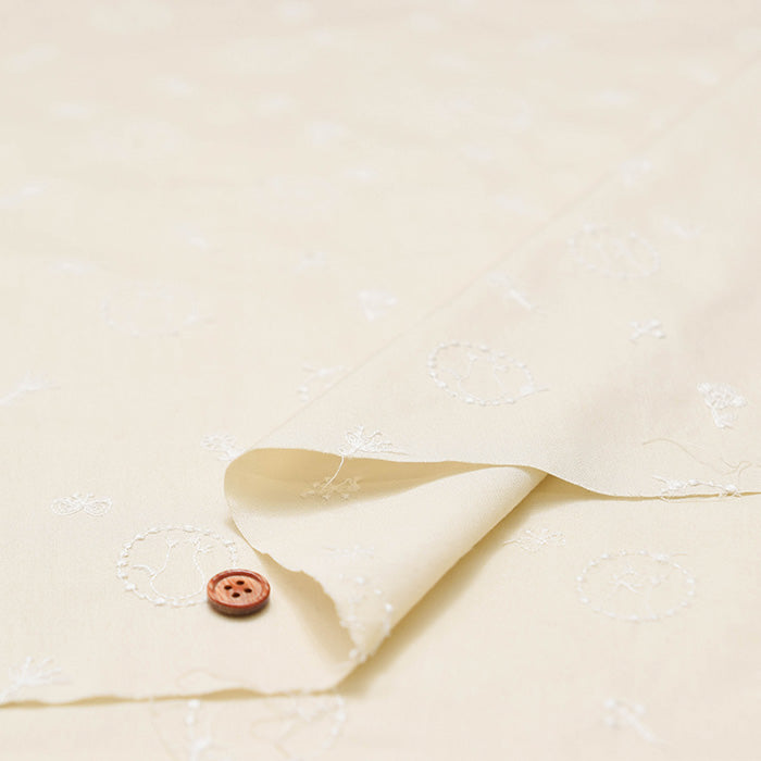 Cotton 40 Broad Embroidered Fabric - tocorocomugi: Wheat Forest, Cats and Wreaths - nomura tailor