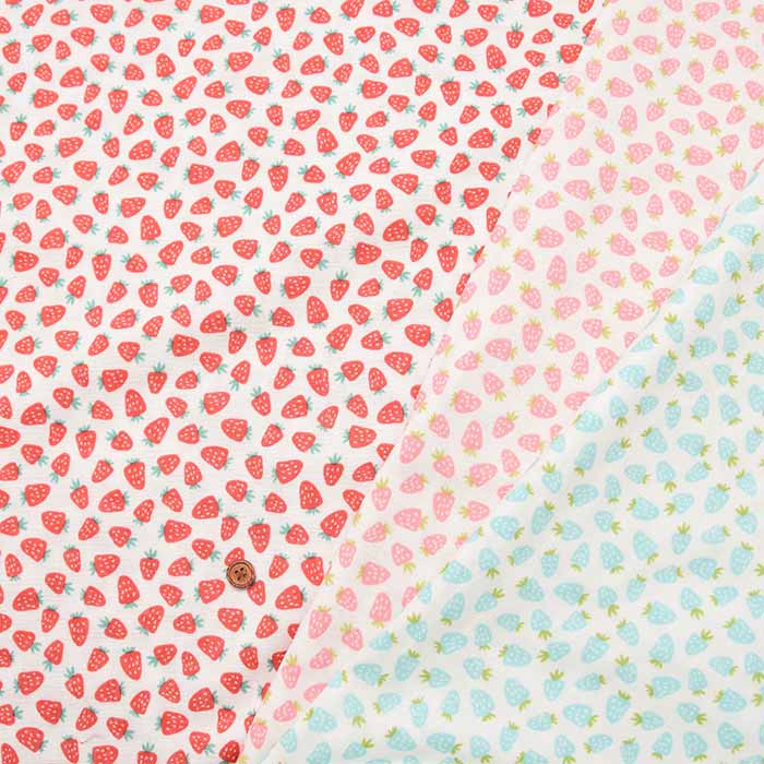 Cotton Double Gauze Printed Fabric - Baby Strawberry - nomura tailor