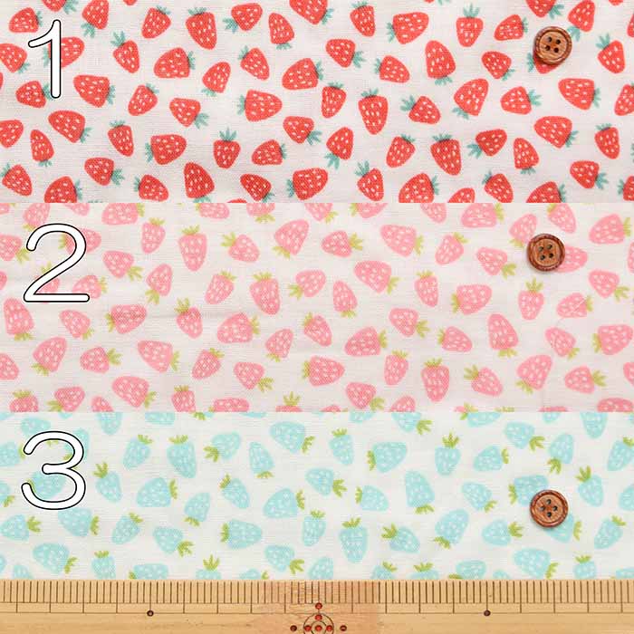 Cotton Double Gauze Printed Fabric - Baby Strawberry - nomura tailor