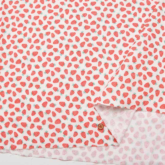 Cotton Double Gauze Printed Fabric - Baby Strawberry - nomura tailor