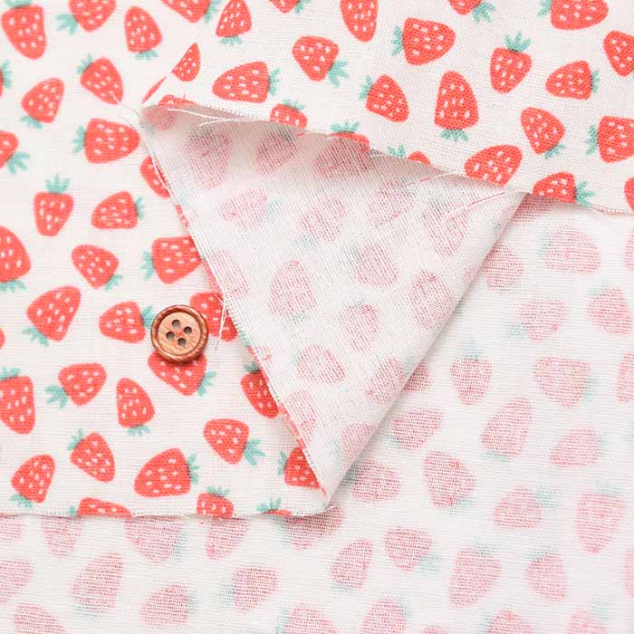 Cotton Double Gauze Printed Fabric - Baby Strawberry - nomura tailor