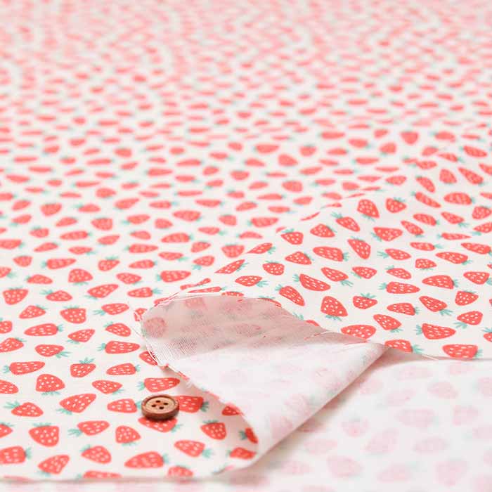 Cotton Double Gauze Printed Fabric - Baby Strawberry - nomura tailor