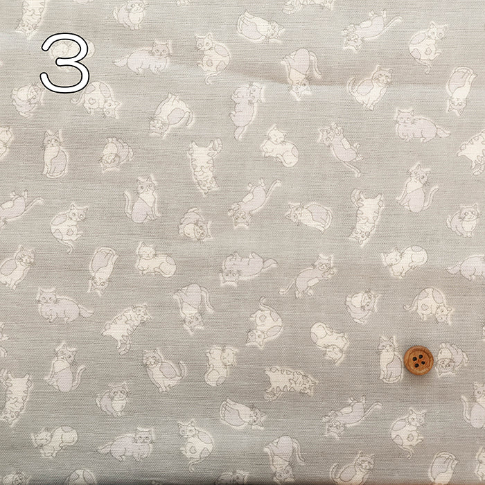 Cotton Soft Touch Double Gauze Print Fabric - Cat - nomura tailor