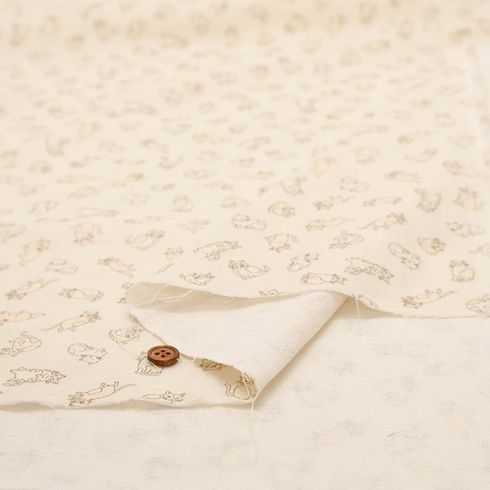 Cotton Soft Touch Double Gauze Print Fabric - Cat - nomura tailor