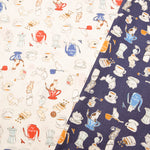 Cotton muslin Fabric - Cat's Playground - Coffee and cat - nomura tailor