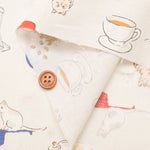 Cotton muslin Fabric - Cat's Playground - Coffee and cat - nomura tailor