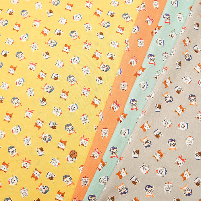 Cotton Muslin Fabric - Cat's Playground - Stylish Cat - nomura tailor