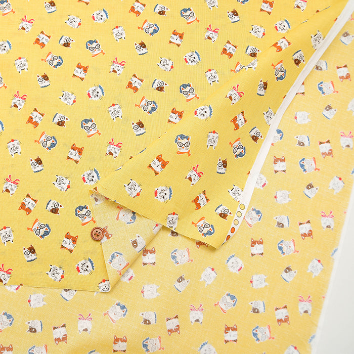 Cotton Muslin Fabric - Cat's Playground - Stylish Cat - nomura tailor