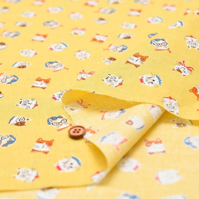 Cotton Muslin Fabric - Cat's Playground - Stylish Cat - nomura tailor