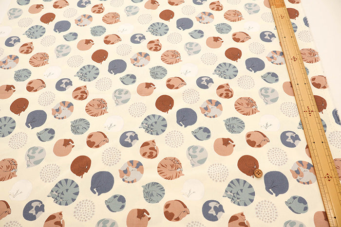 Cotton Oxford Fabric - Ammonite Cats - nomura tailor