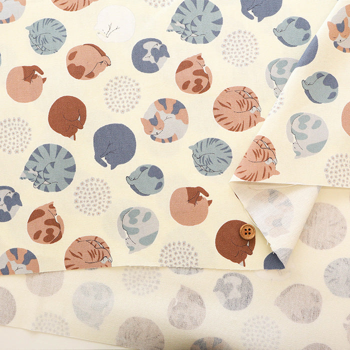 Cotton Oxford Fabric - Ammonite Cats - nomura tailor