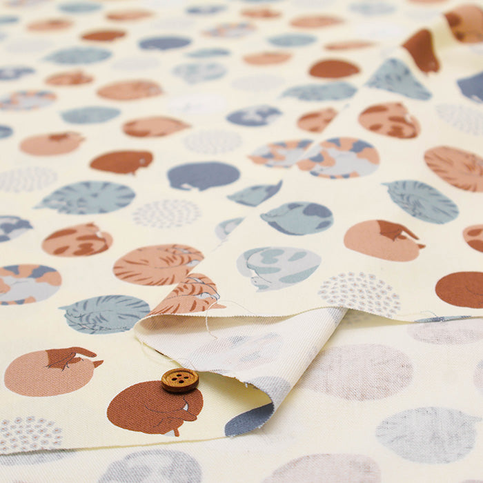 Cotton Oxford Fabric - Ammonite Cats - nomura tailor