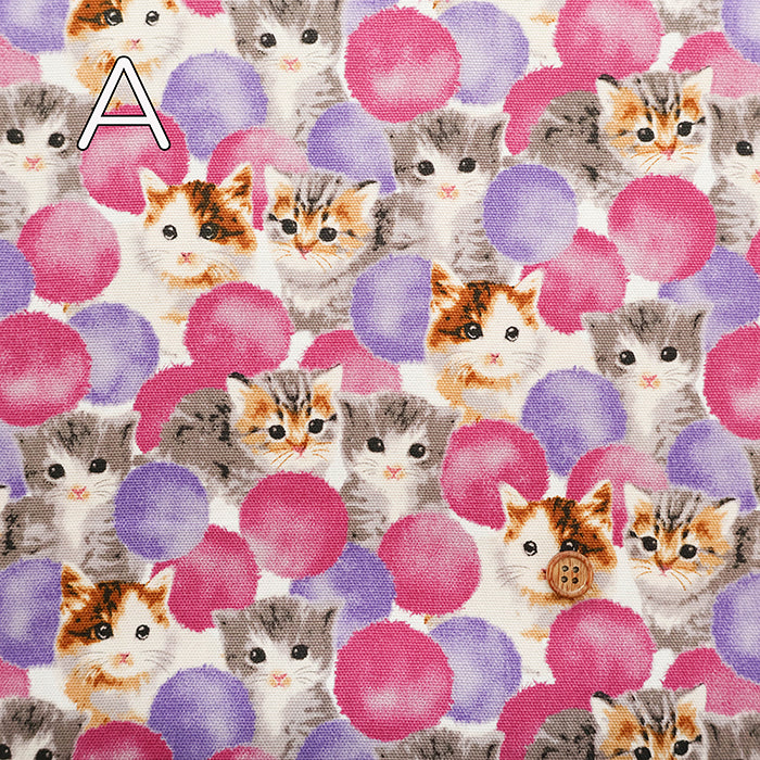 Cotton Oxford Fabric - Bonbon Cat - nomura tailor