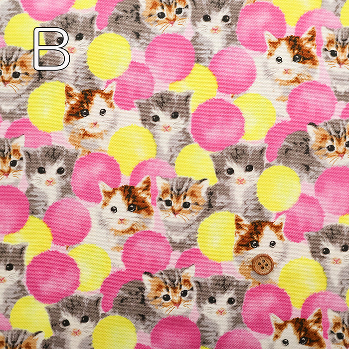 Cotton Oxford Fabric - Bonbon Cat - nomura tailor