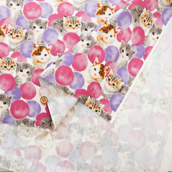 Cotton Oxford Fabric - Bonbon Cat - nomura tailor
