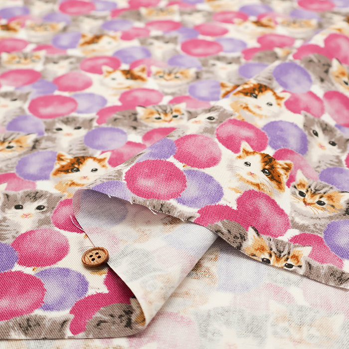 Cotton Oxford Fabric - Bonbon Cat - nomura tailor