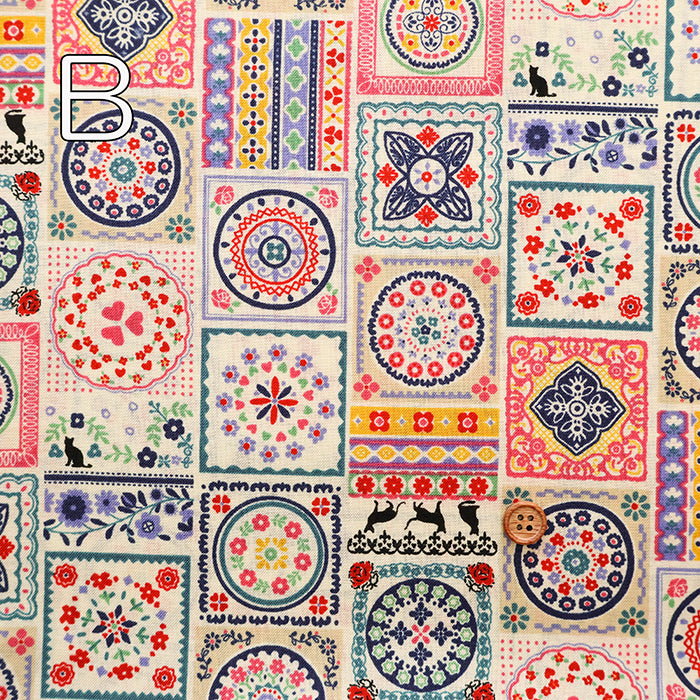 Cotton Scare Printed Fabric - Fuwari Retro - nomura tailor